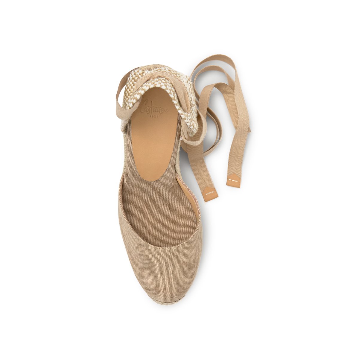 Espadrilles compensées à lacets avec plateforme tressée CARINA PLATFORM sable, CASTANER