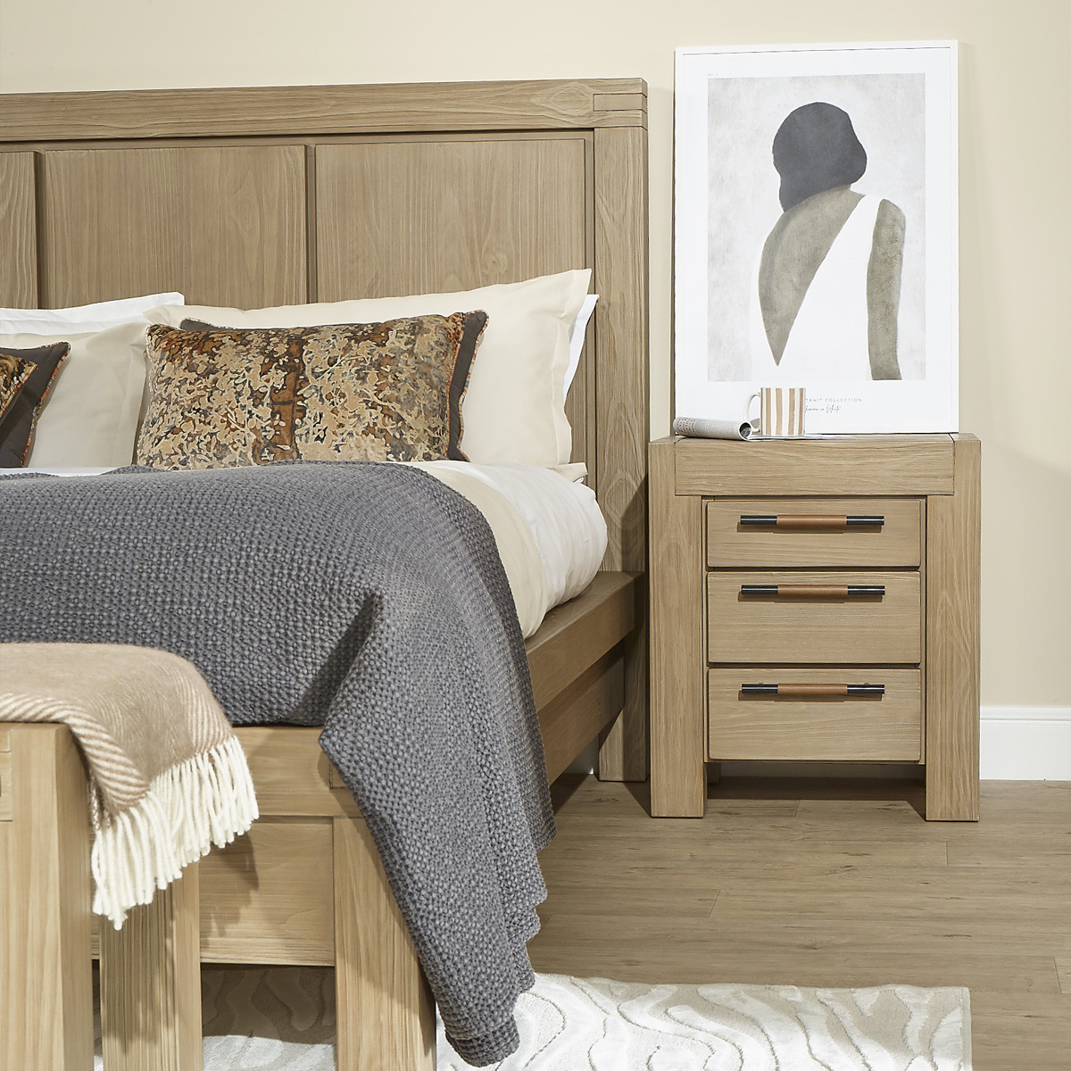 Table de nuit style contemporain en bois massif MEGÈVE marron, ROBIN DES BOIS