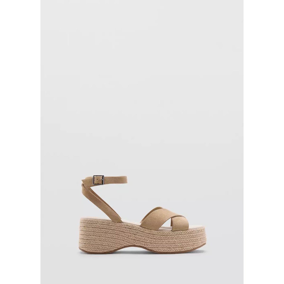 Sandales plateforme lanières croisées marron moyen, MANGO TEEN
