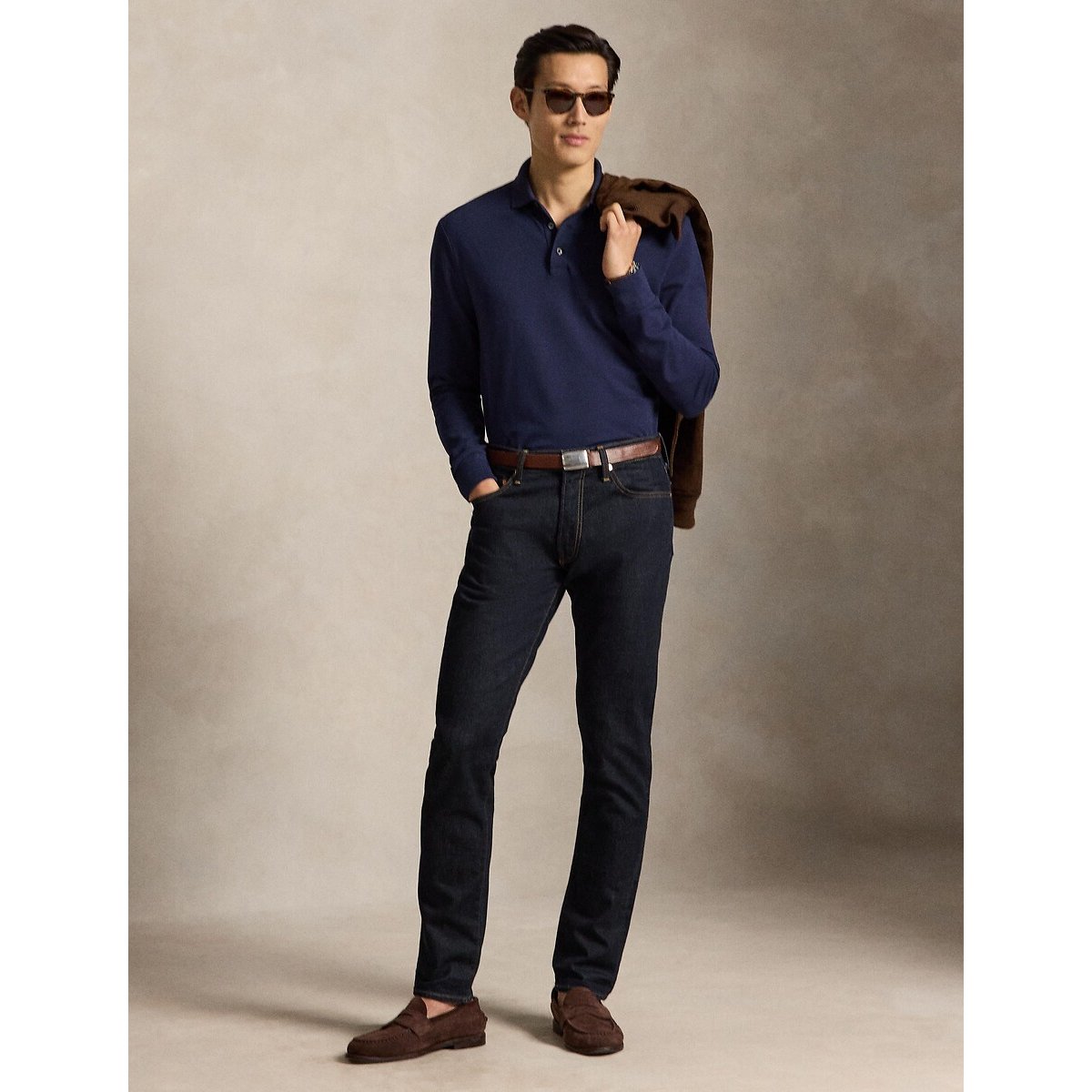 Polo en piqué, CUSTOM SLIM FIT bleu marine, POLO RALPH LAUREN