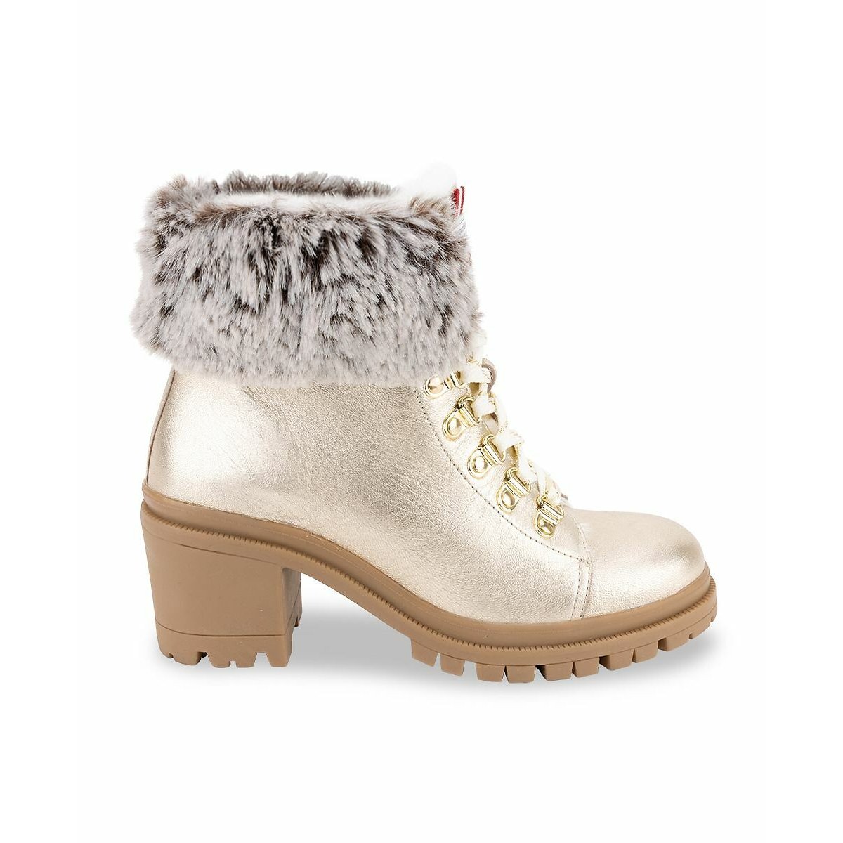 Boots fourrées en cuir Rosenn, talon or, LES TROPEZIENNES PAR M.BELARBI