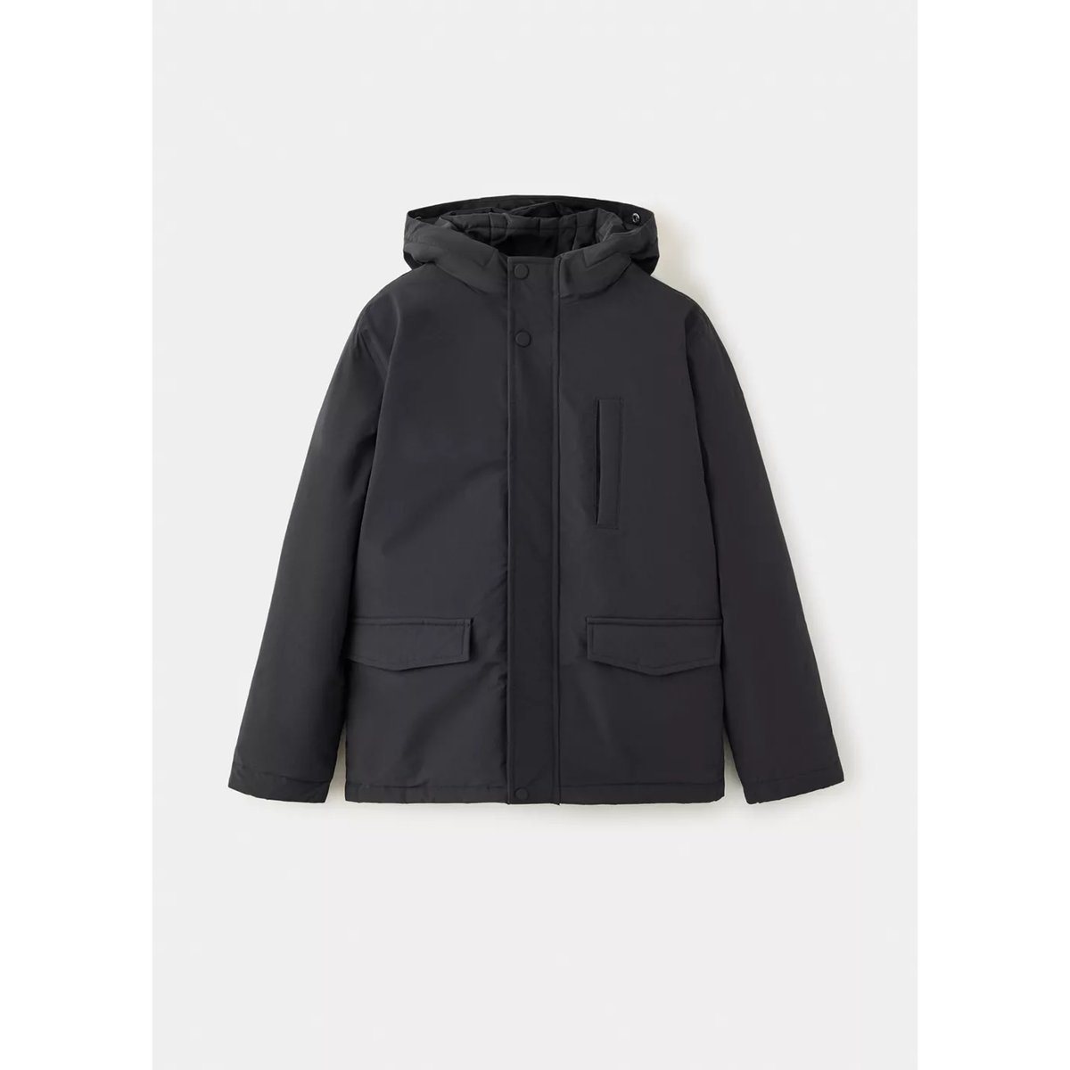 Anorak matelassé capuche imitation fourrure noir, MANGO KIDS