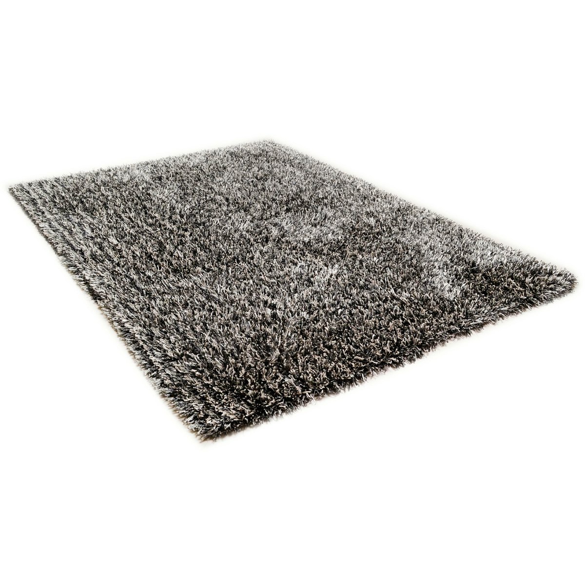Tapis salon shaggy Girly longs poils argent, THEKO