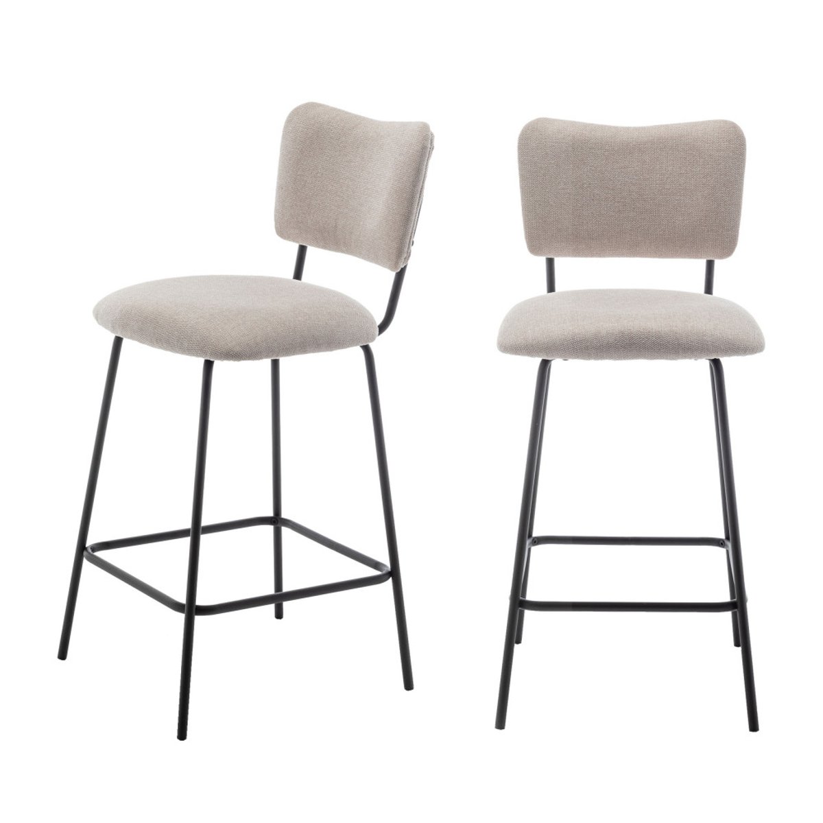 Lot de 2 chaises de bar en tissu et métal H65cm- VANDER beige, DRAWER