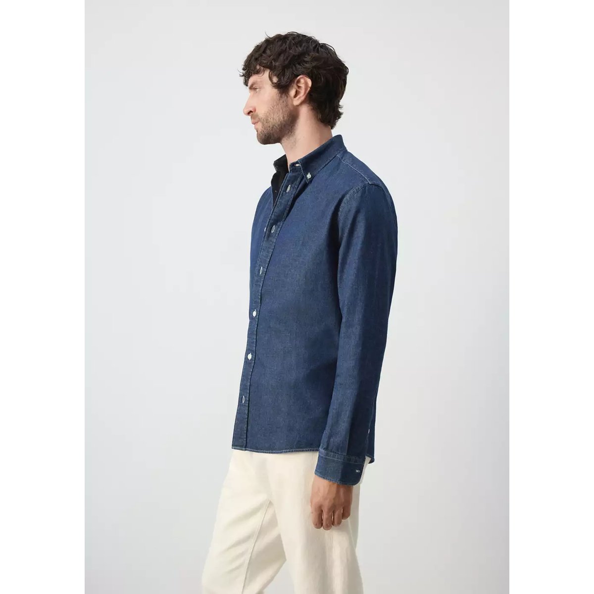Chemise en jean regular-fit bleu moyen, MANGO MAN