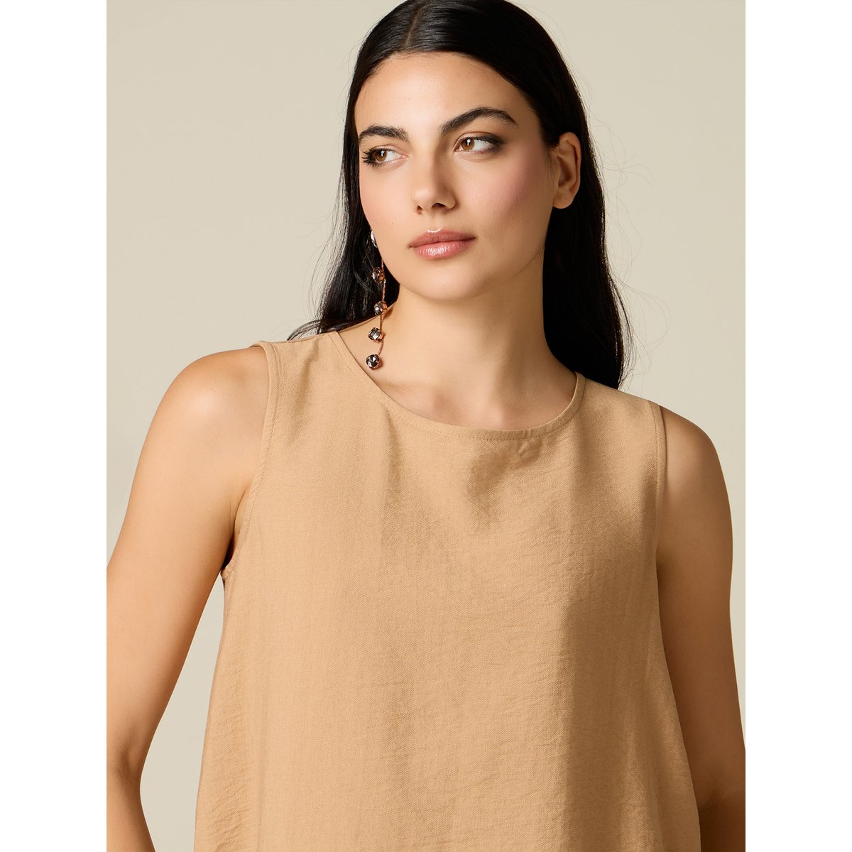 Top court mélange viscose beige, OLTRE