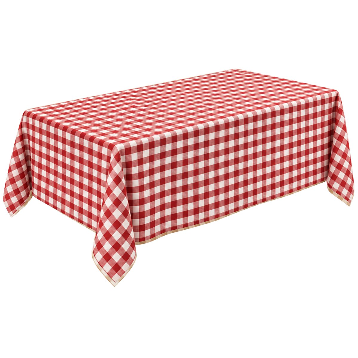Nappe rectangulaire en Vichy 100% coton rouge, SUD ETOFFE