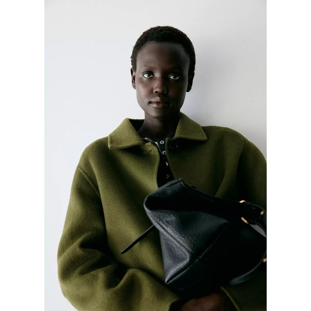Veste laine col classique vert, MANGO