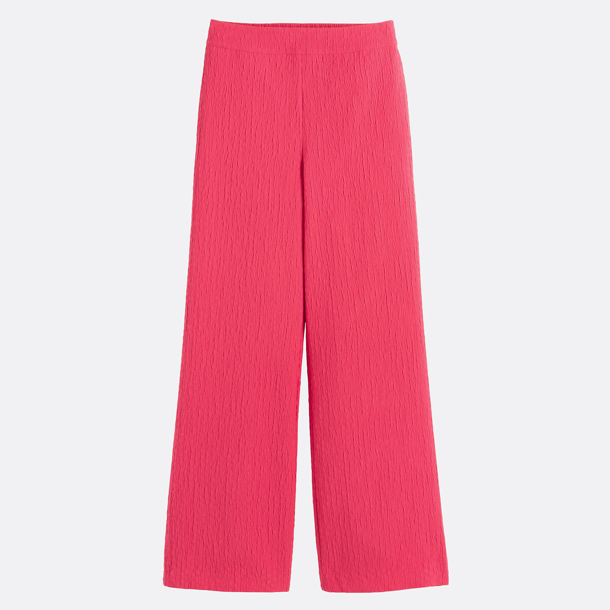 Crepe-Look Fabric Wide Leg Trousers strawberry pink, LA REDOUTE COLLECTIONS