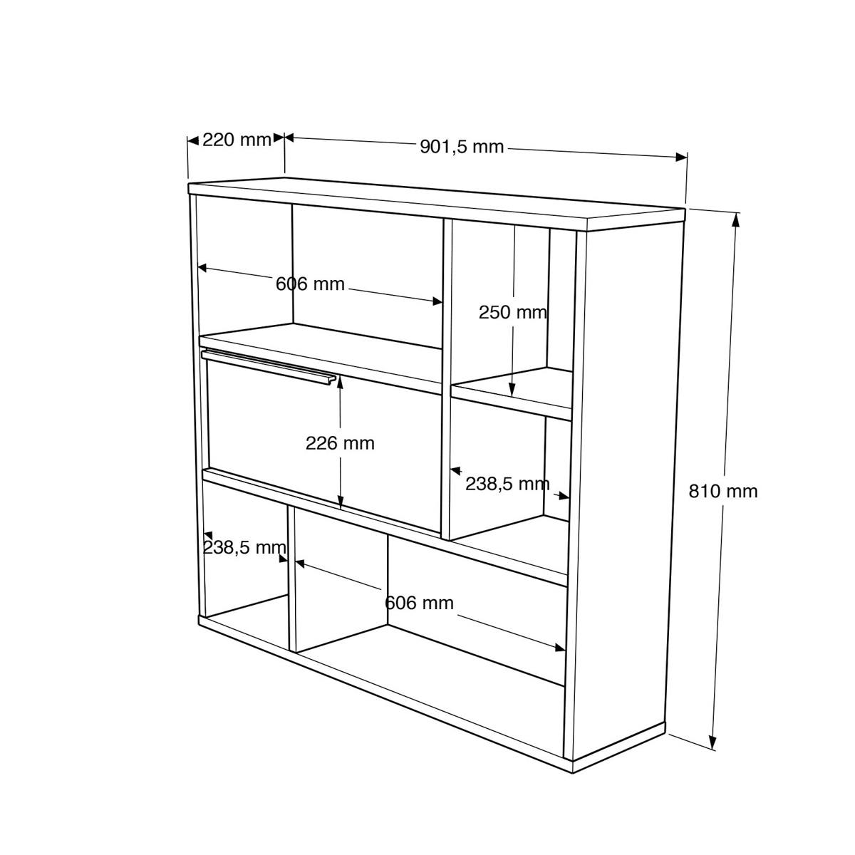 Etagère murale 5 niches, 1 porte MARFA chêne, PIER IMPORT