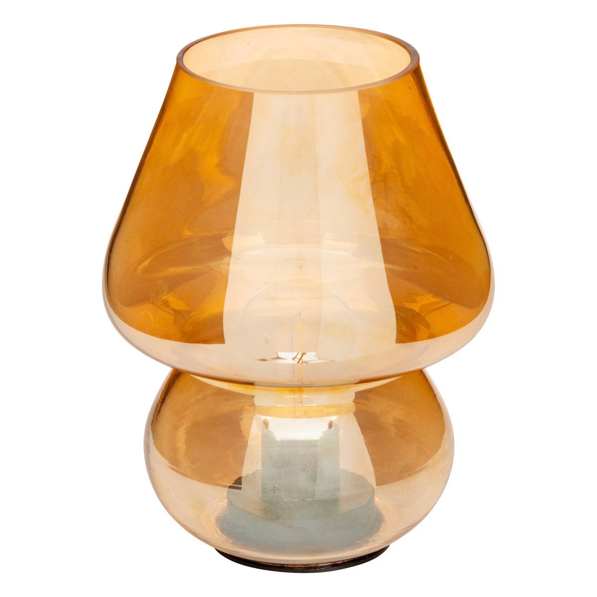 Lampe champignon verre LED à pile CARA orange, ATMOSPHERA