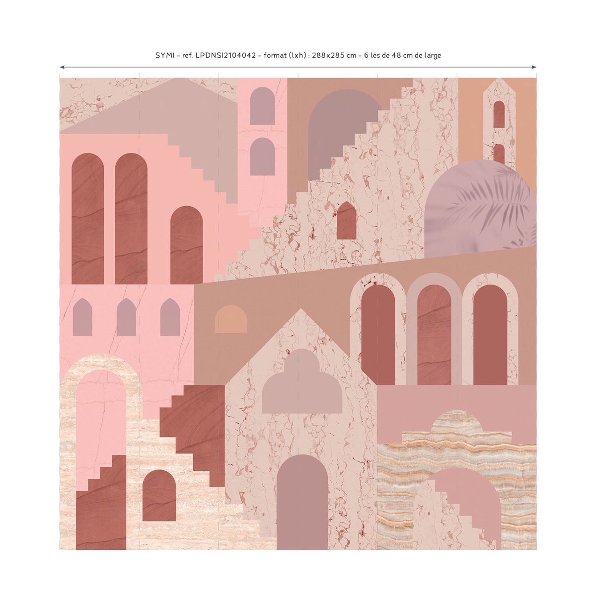Papier peint panoramique Symi - intissé mat 150g, motif escaliers de marbre couleurs pastel, LE PAPIERS DE NINON