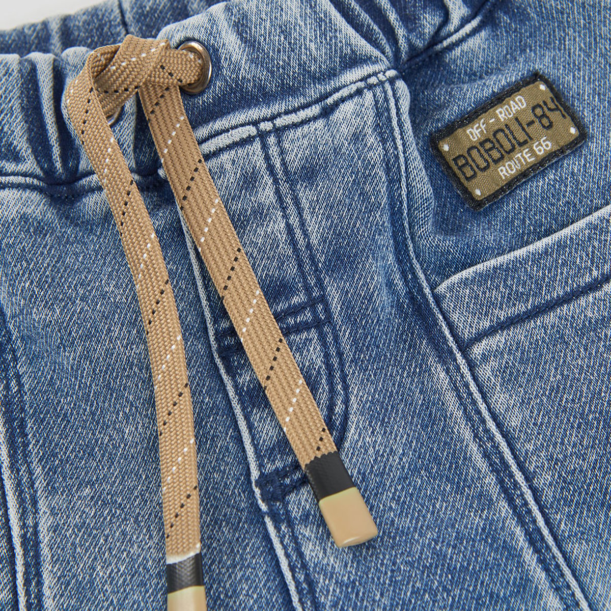 Pantalon denim garçon avec patches bleu, BOBOLI
