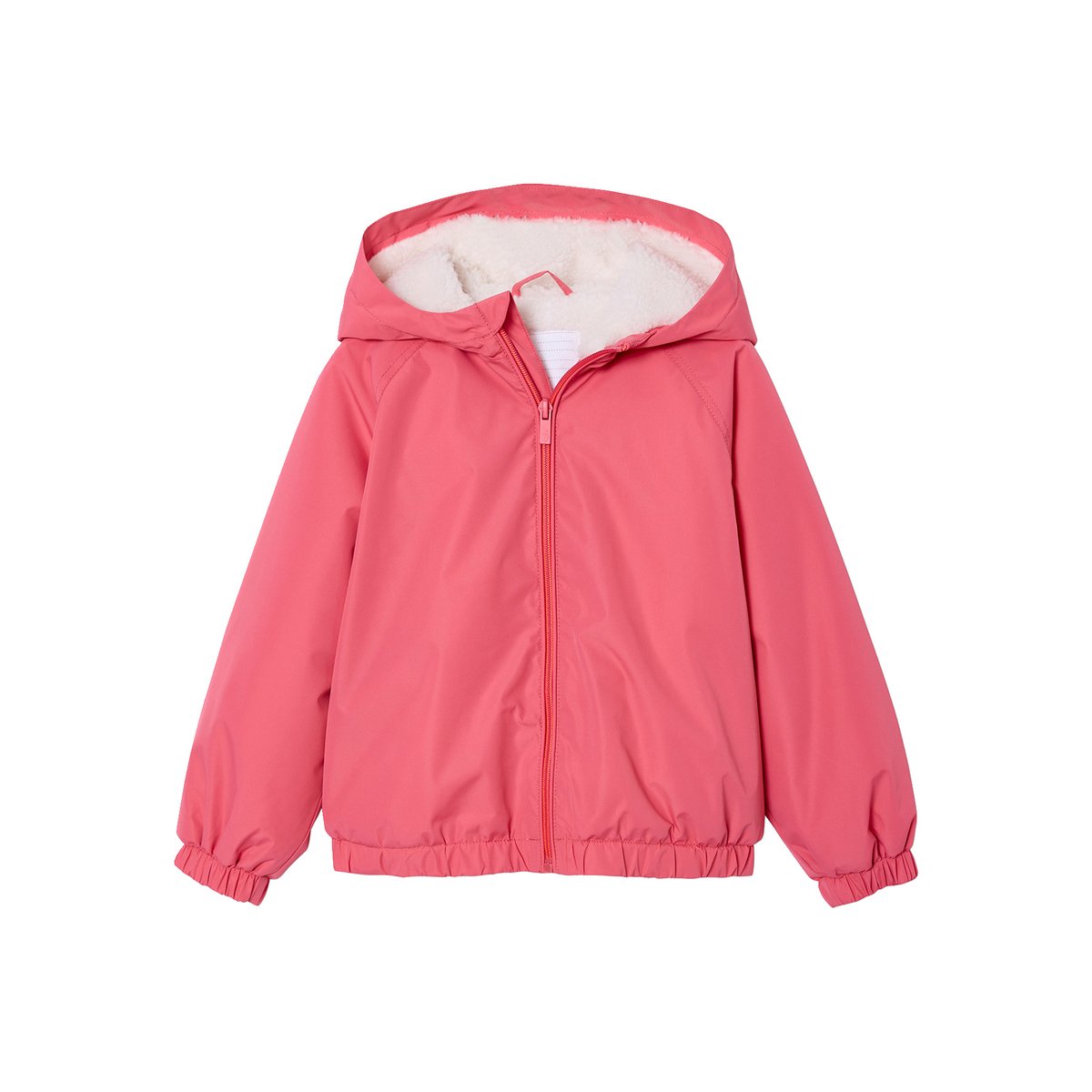 Coupe-vent à capuche doublé sherpa rose, VERTBAUDET