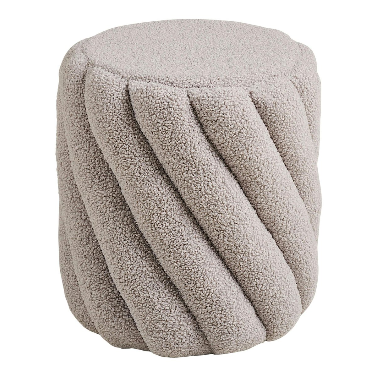 Pouf de salon bouclette grise à larges bandes BERLIN gris foncé, PIER IMPORT