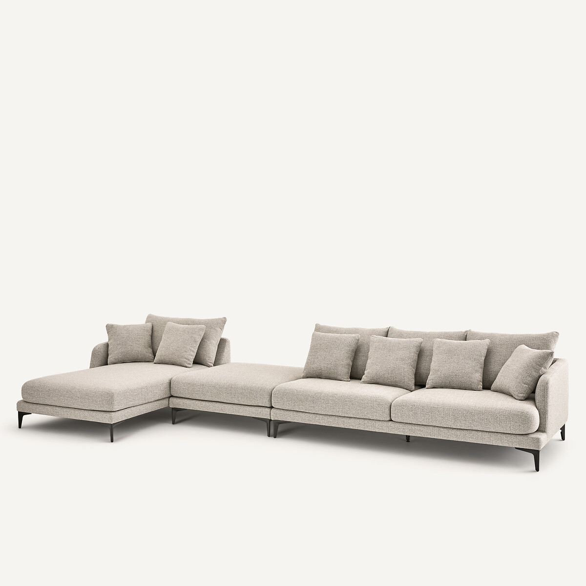 Méridienne en mélange texturé, MODERNISTE gris moyen, AM.PM X EMMANUEL GALLINA