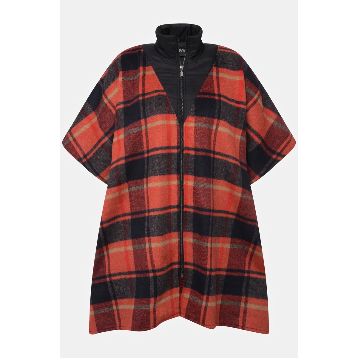 Poncho oversize à col camionneur et manches orange rouge, ULLA POPKEN