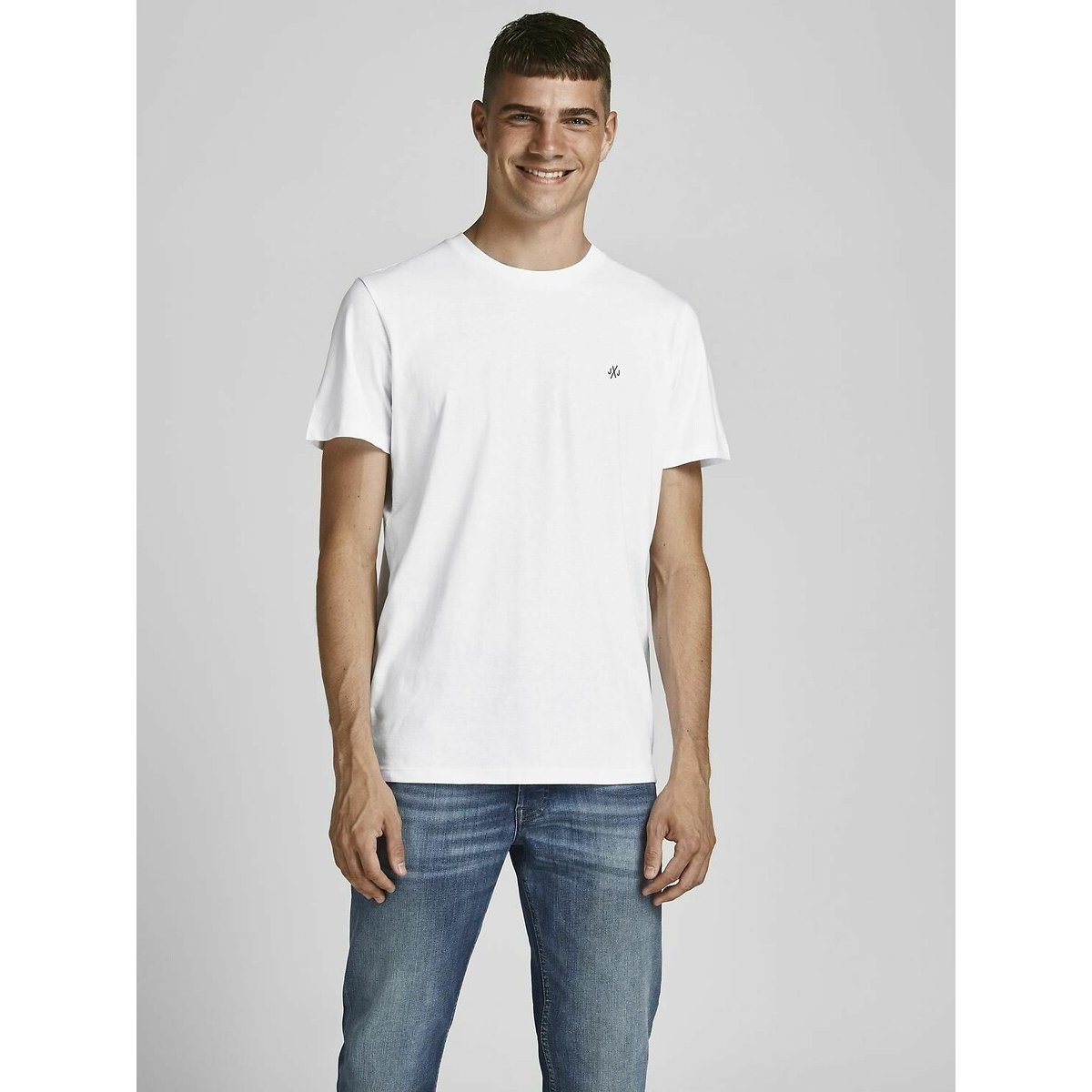 Pack of 5 T-Shirts grey+black+navy+white+olive, JACK & JONES