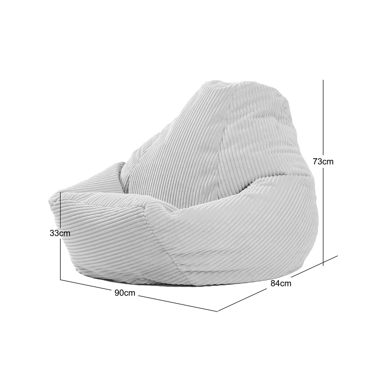 Pouf de salon, velours côtelé, GRANA beige, NORDLYS