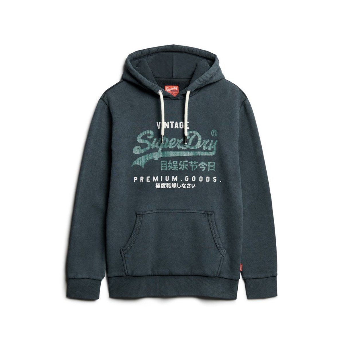 Sweat à capuche Duo Vintage Logo noir de jais, SUPERDRY