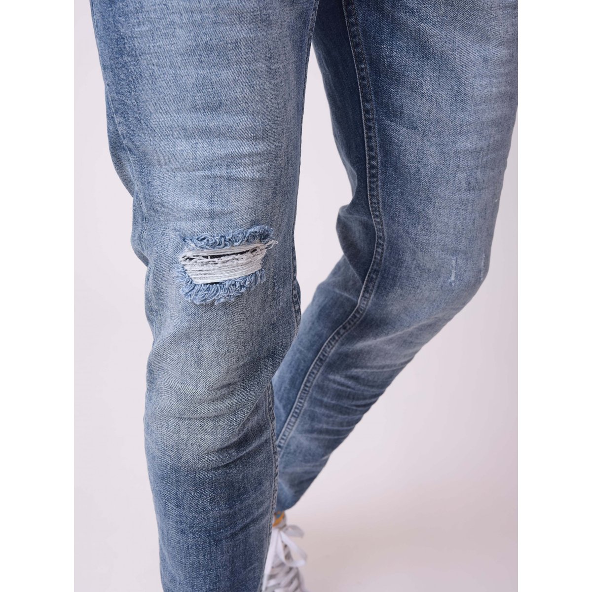 Jean skinny bleu délavé avec trou bleu, PROJECT X