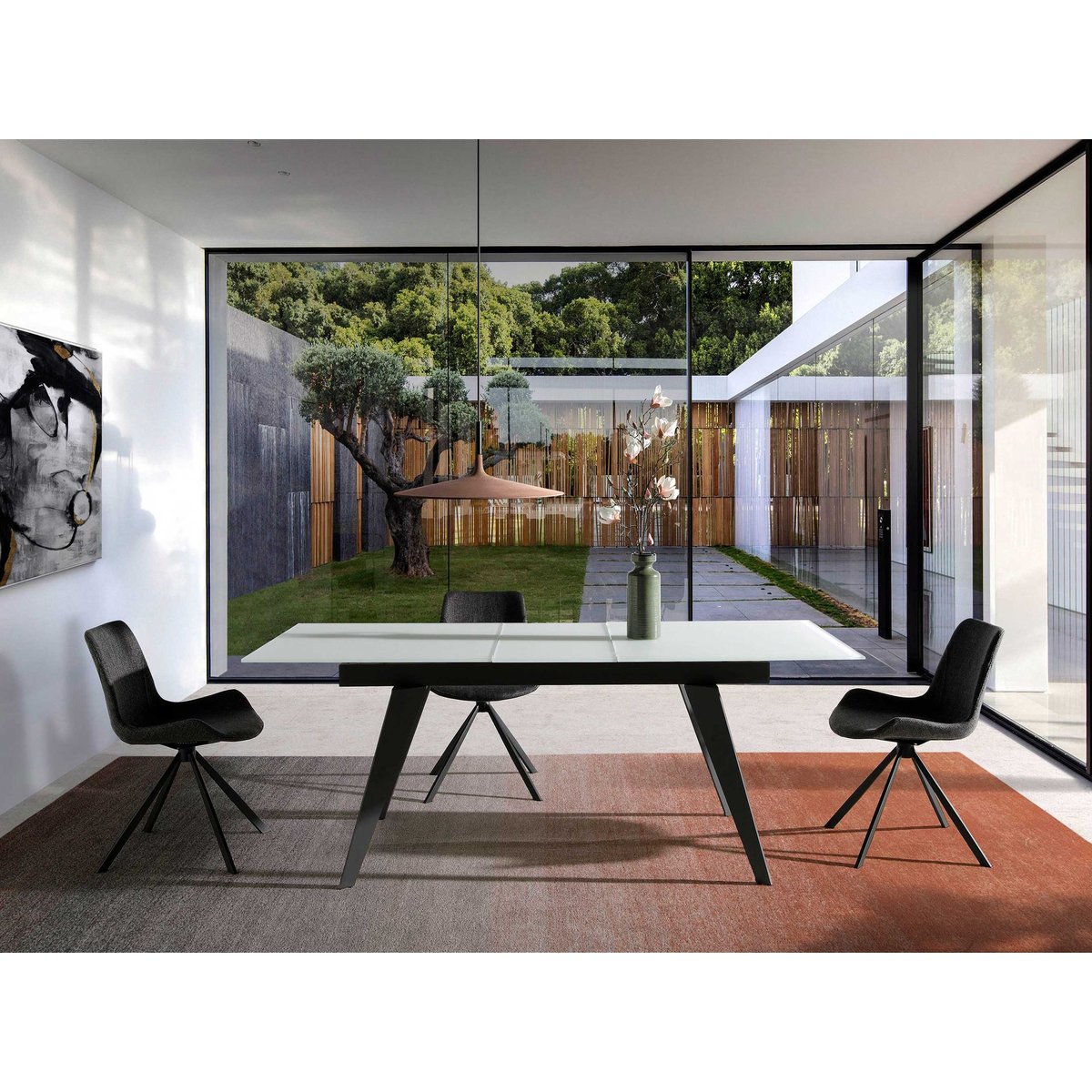 Chaise pivotante en tissu gris | noir, ANGEL CERDA