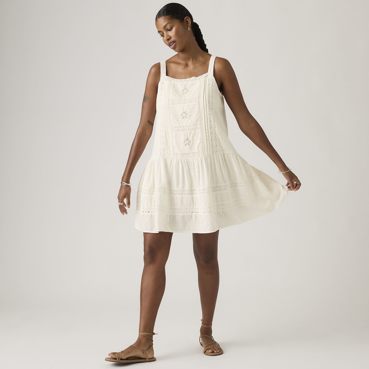 Robe courte à dentelle, bretelles blanc, LEVI'S