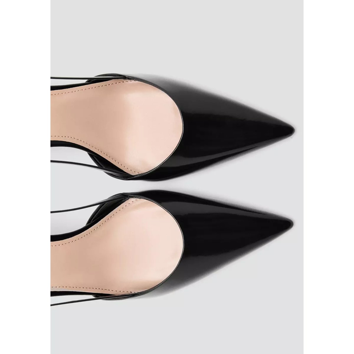Chaussures talon cuir pointues noir, MANGO
