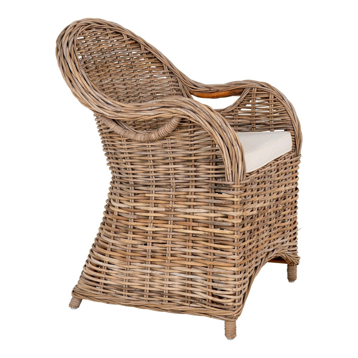 Fauteuil de jardin en rotin gris avec coussin d'assise MENDOZA gris, PIER IMPORT