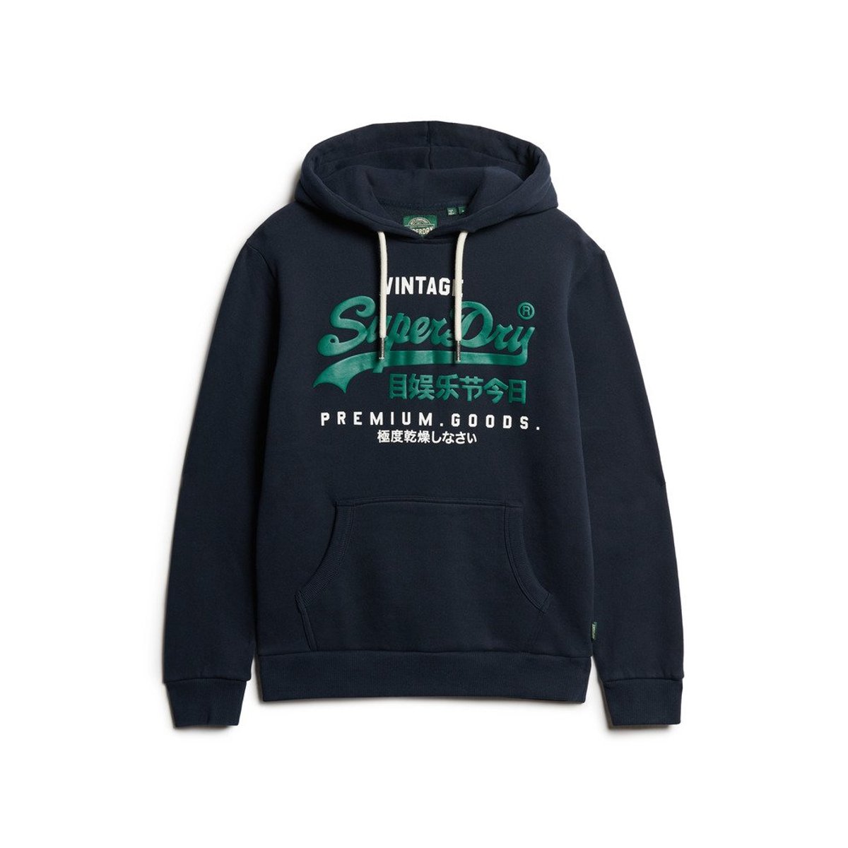 Sweat à capuche Premium Goods bleu marine éclipse nano wash, SUPERDRY