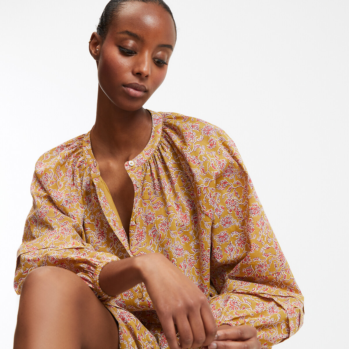 Floral Full Maxi Dress with Balloon Sleeves multi-coloured, LA REDOUTE COLLECTIONS