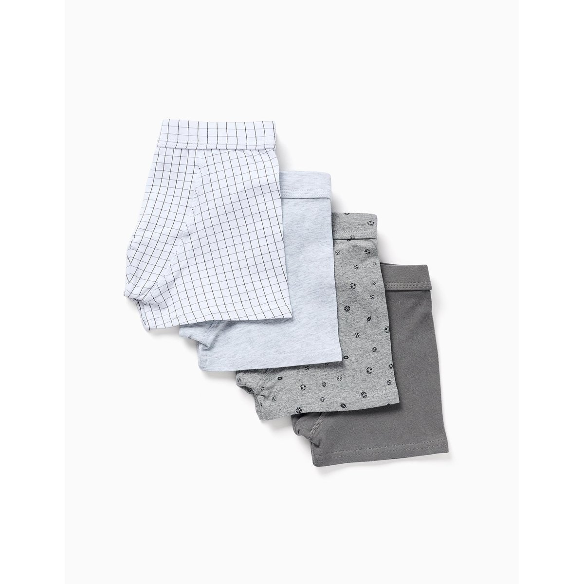 Lot de 4 boxers en coton unis/imprimés multicolore, ZIPPY