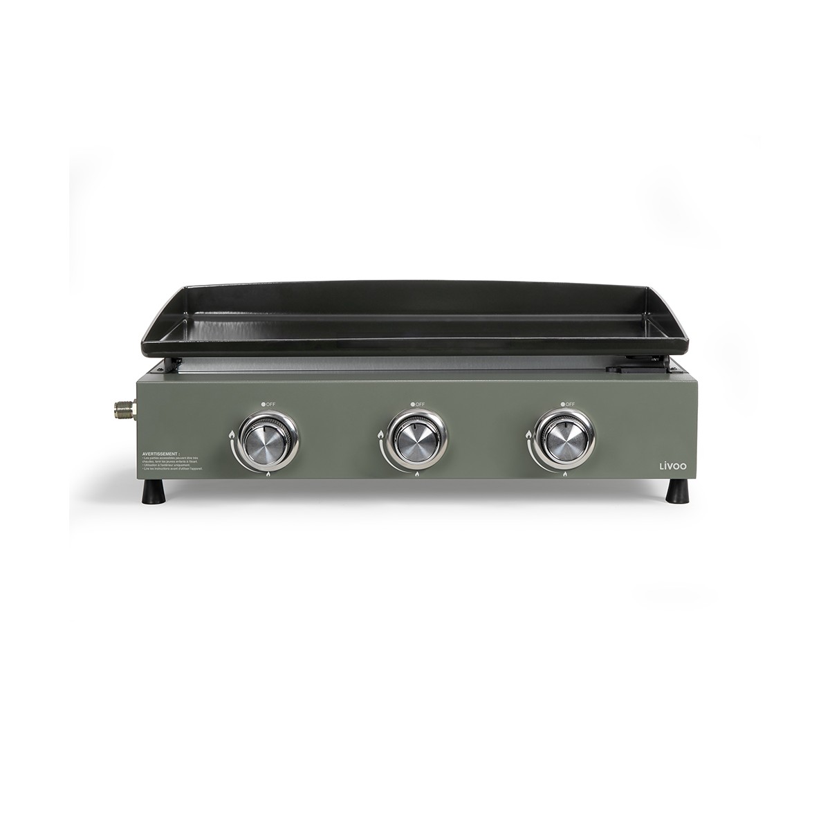 Plancha gaz 3 brûleurs couleur unique, LIVOO
