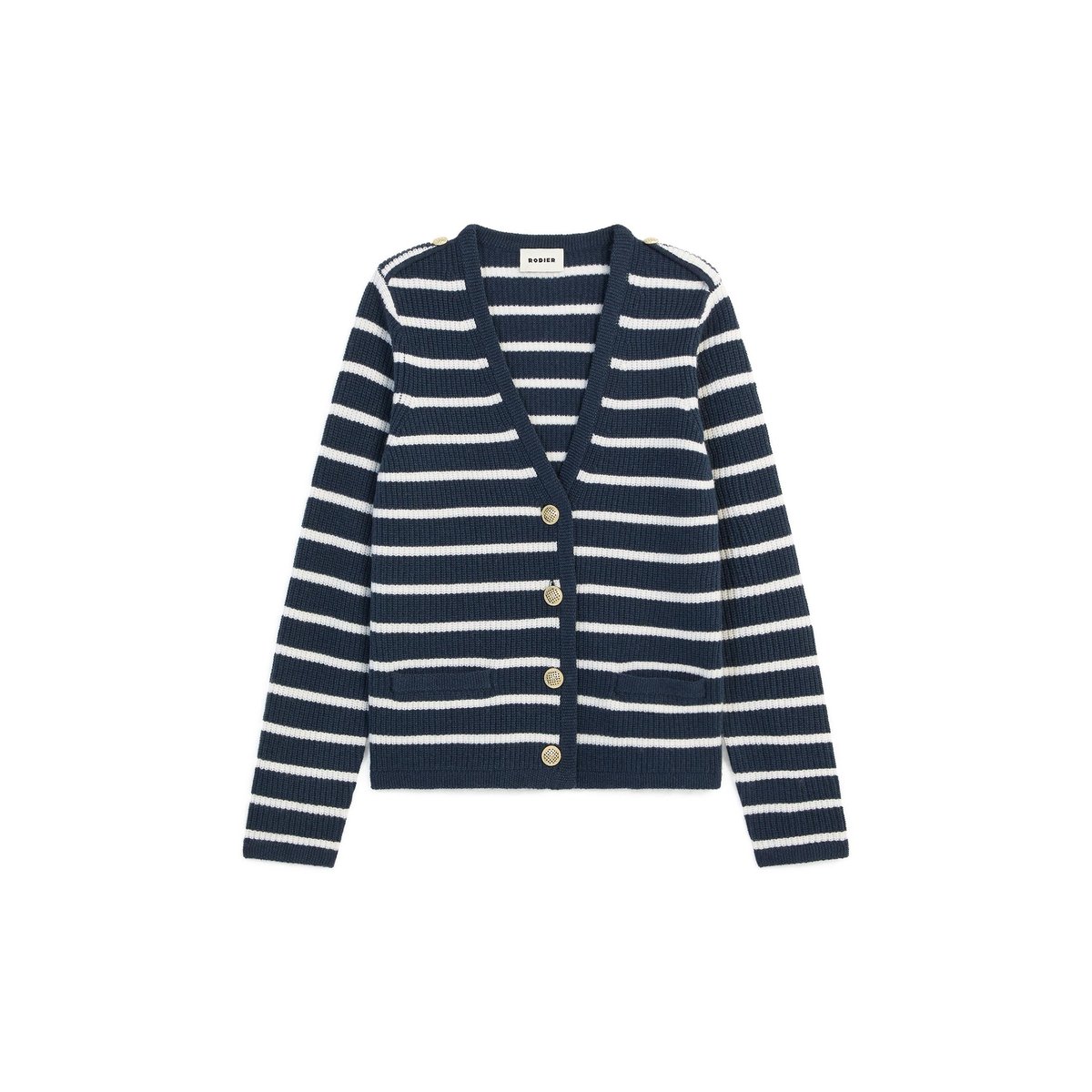 Gilet rayé en laine bleu denim, RODIER
