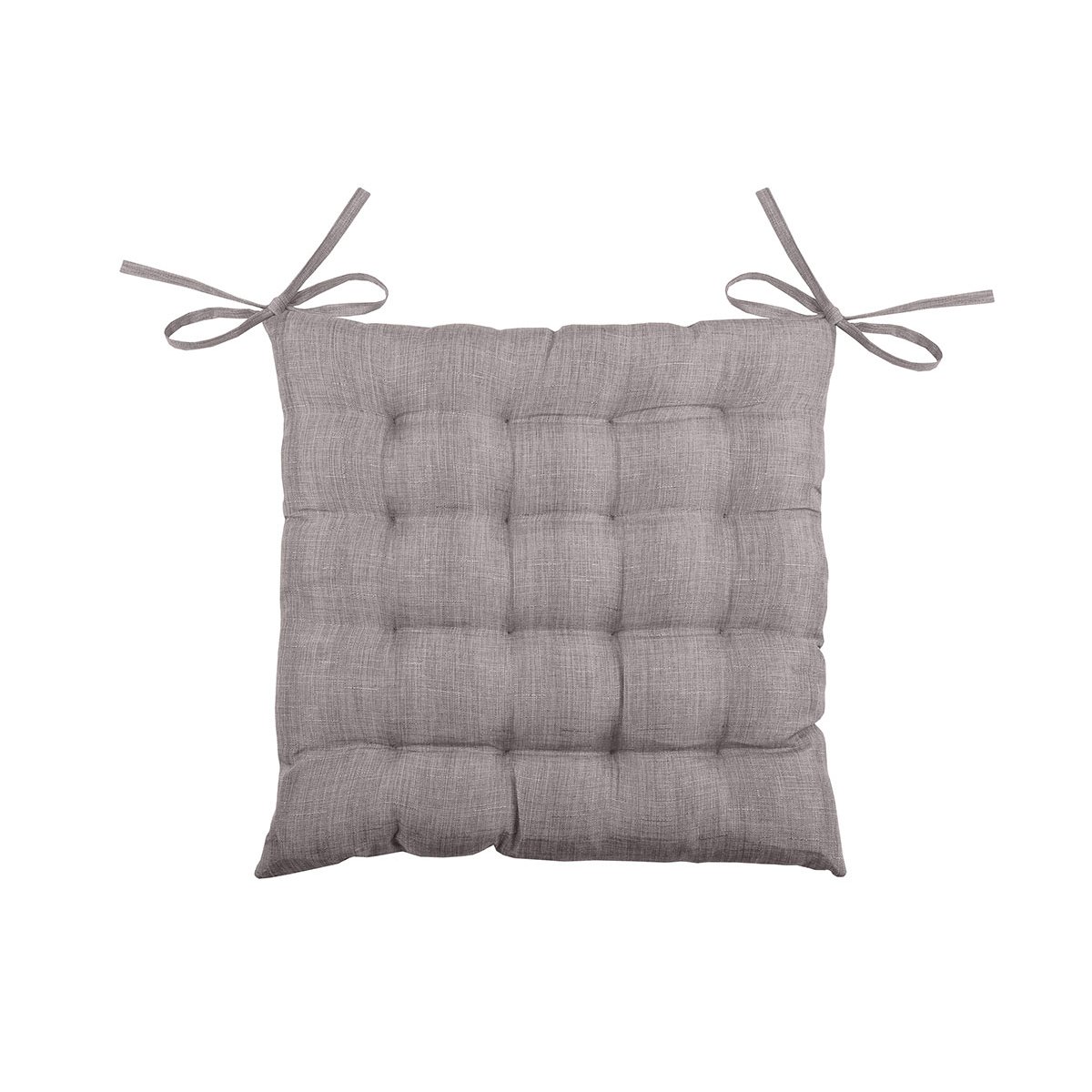 Galette de chaise unie en 16 points taupe, LOVELY CASA