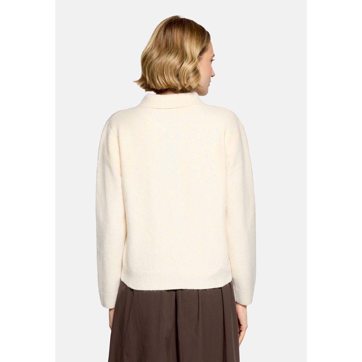 Cardigan en maille à col bright cream melange, CARTOON