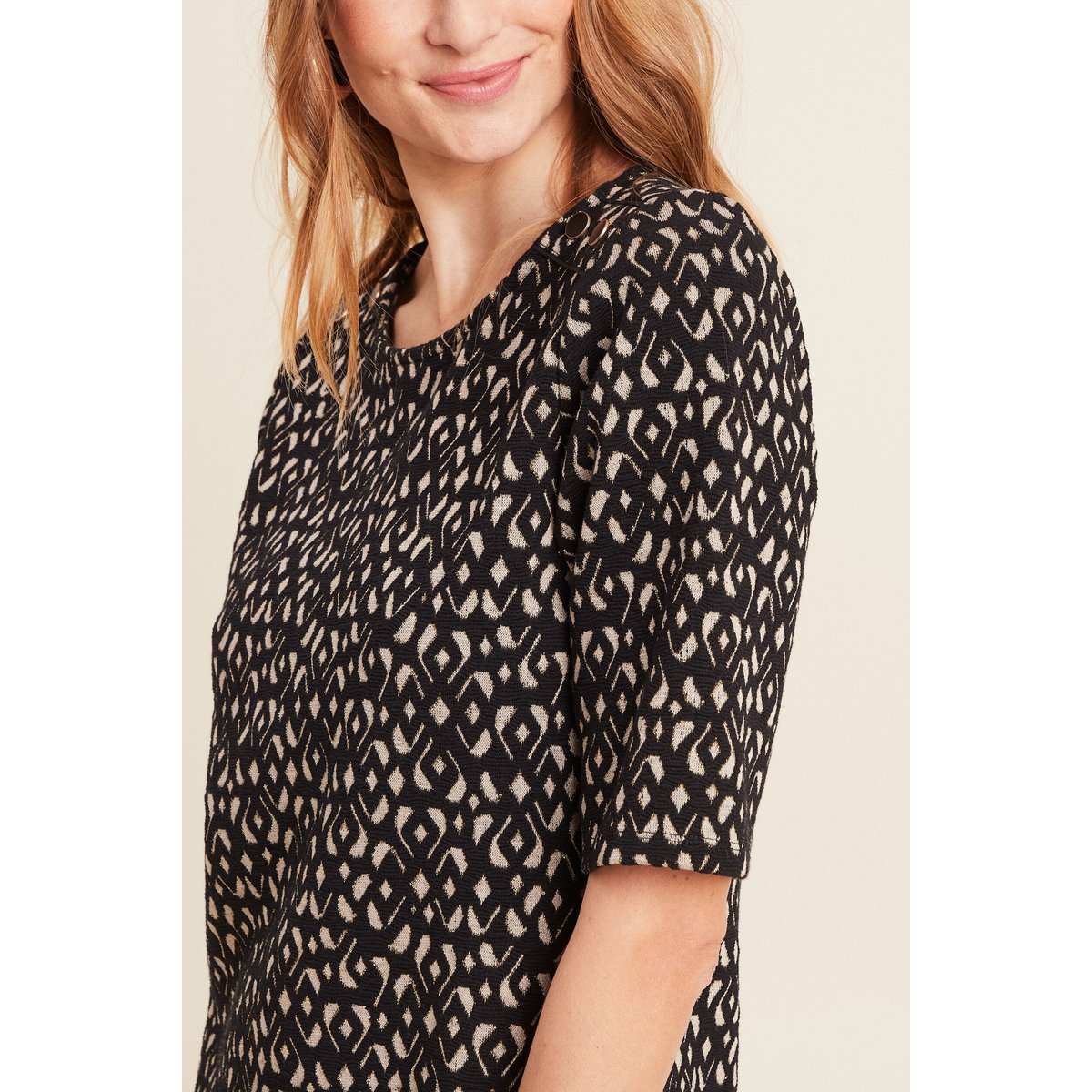 Robe droite manches courtes noir, BREAL