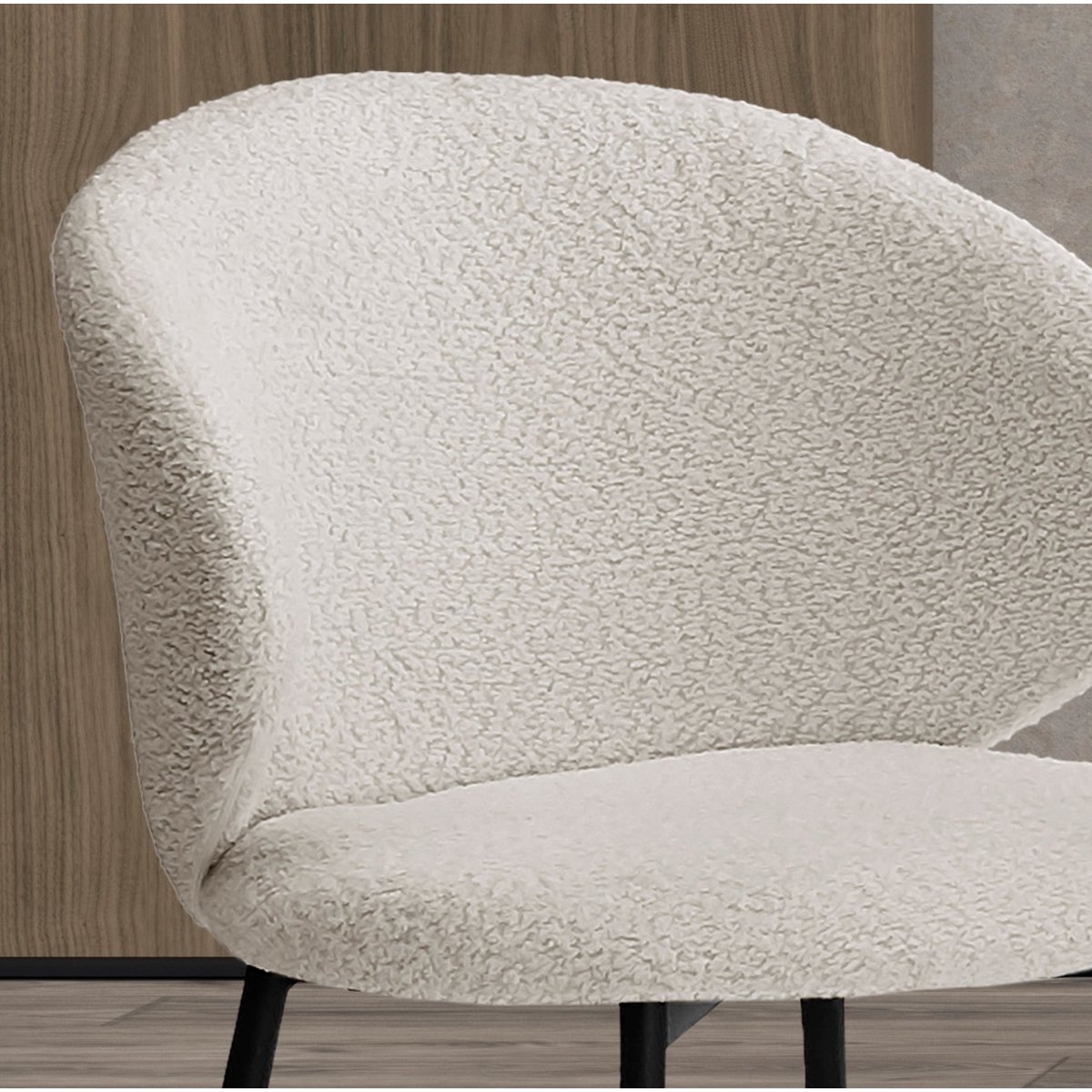 Lot de 2 chaises tissu bouclette et métal, ARC blanc, HISPANOHOGAR