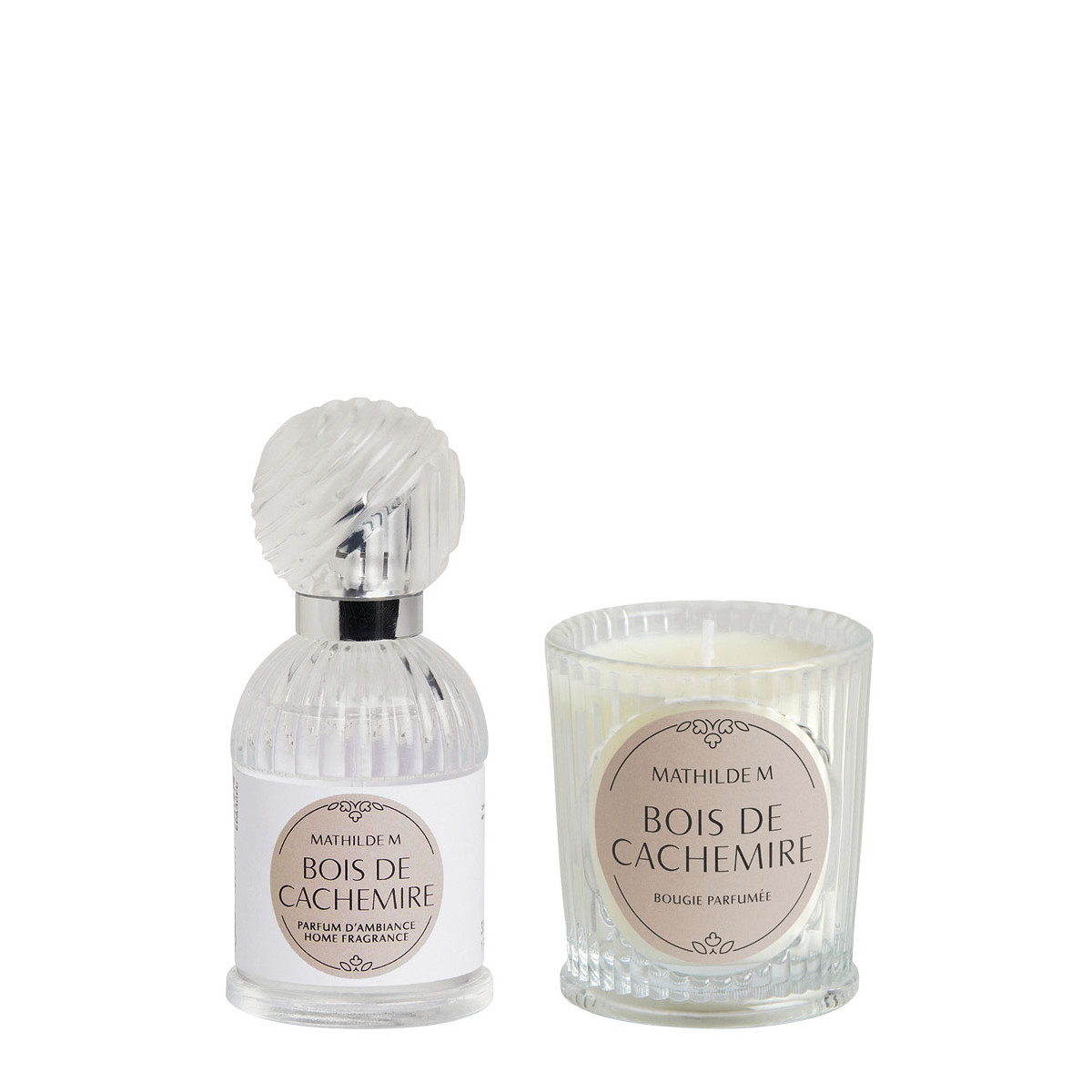 Coffret parfum et bougie Bois de Cachemire TRÉSOR DE FLEURS rose, MATHILDE M