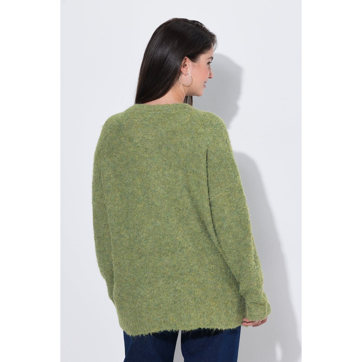 Pull en maille fine bouclée kaki foncé, ULLA POPKEN