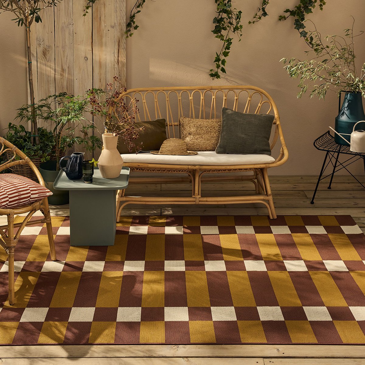 Tapis extérieur à motif géométrique RIVIERA marron, NAZAR RUGS