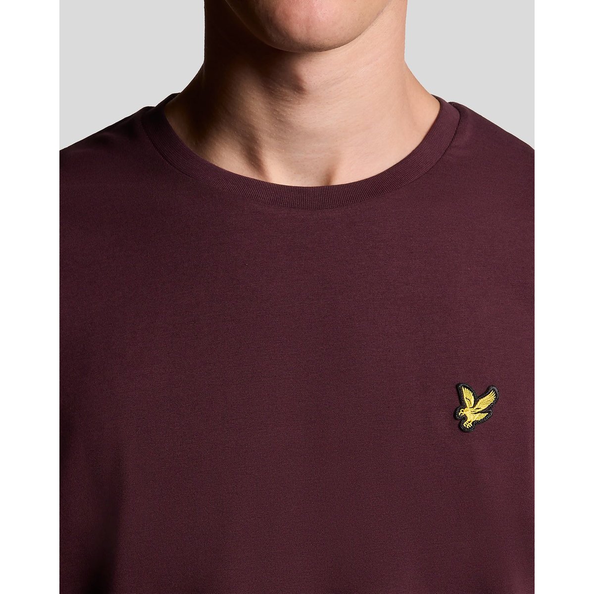 T-shirt en coton col rond rouge bordeaux, LYLE & SCOTT