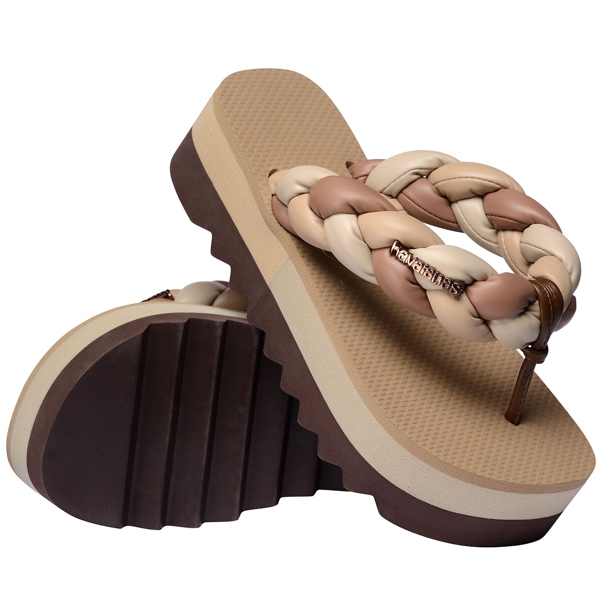 Top High Chuncky Boho flip flops brown, HAVAIANAS