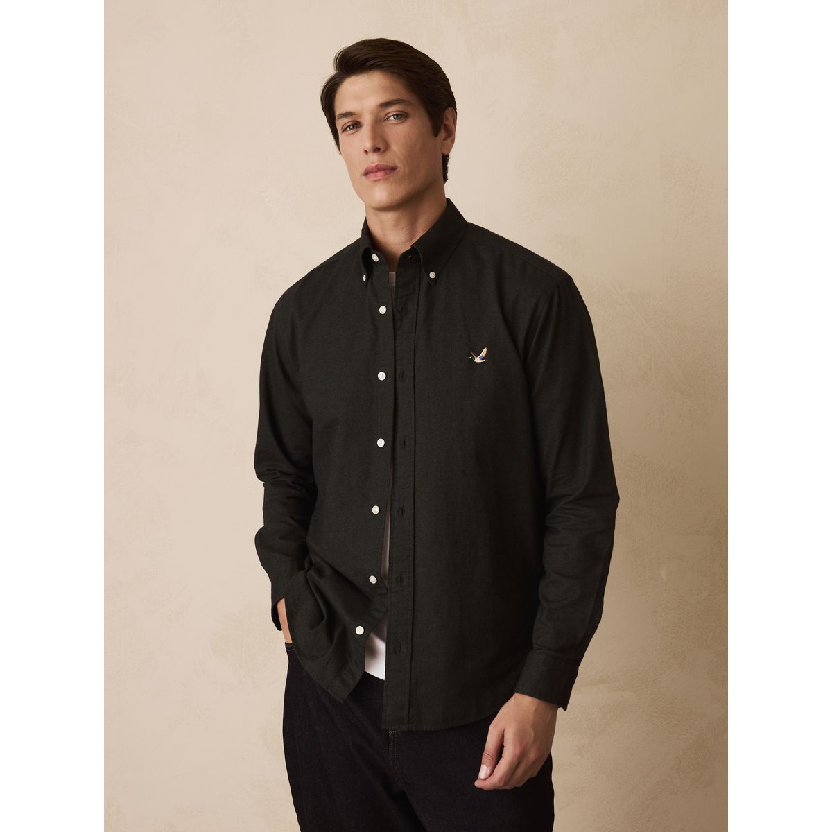 Chemise oxford effet brossé vert foncé, NEXT