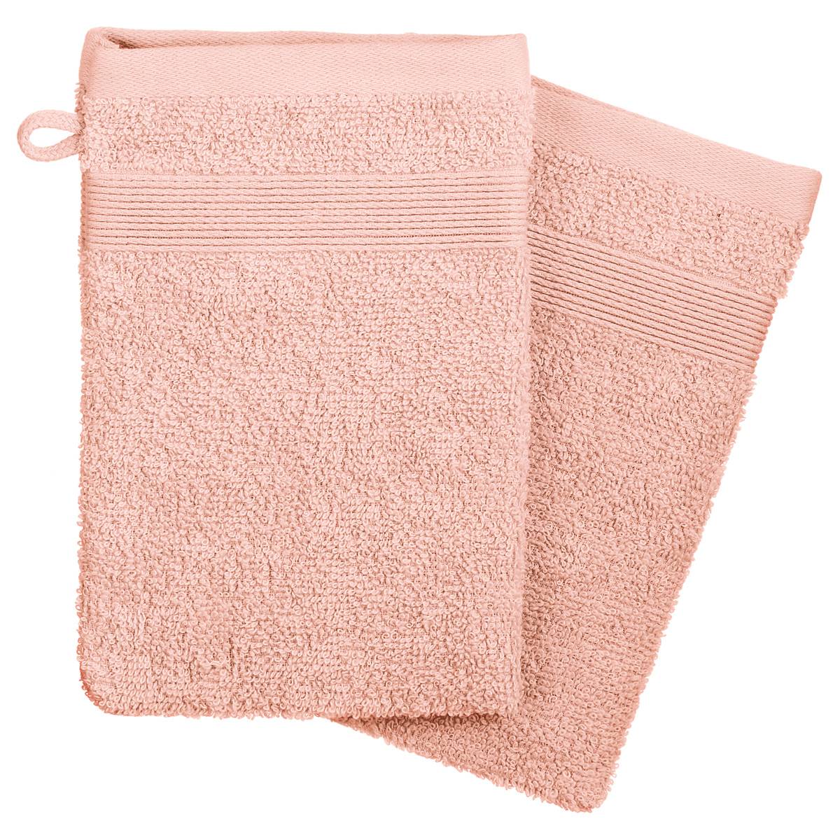 Lot de 2 gants de toilette PRAIA rose, ATMOSPHERA
