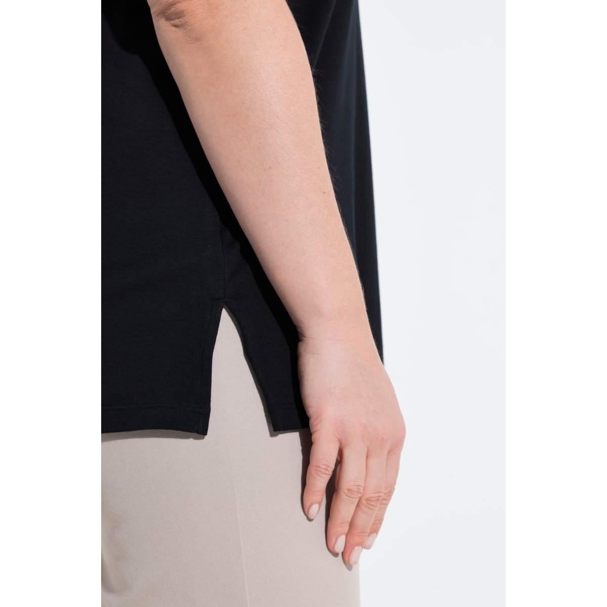 T-shirt en coton Pima noir, ULLA POPKEN