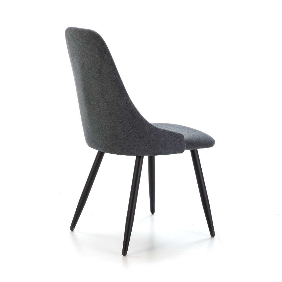 Lot de 4 chaises en tissu avec pieds en métal noir L50 cm MANI gris foncé, CALICOSY