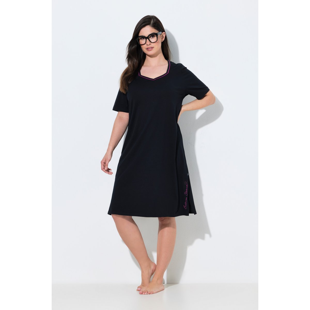 Lot de 2 chemises de nuit / grands T-shirts noir, ULLA POPKEN