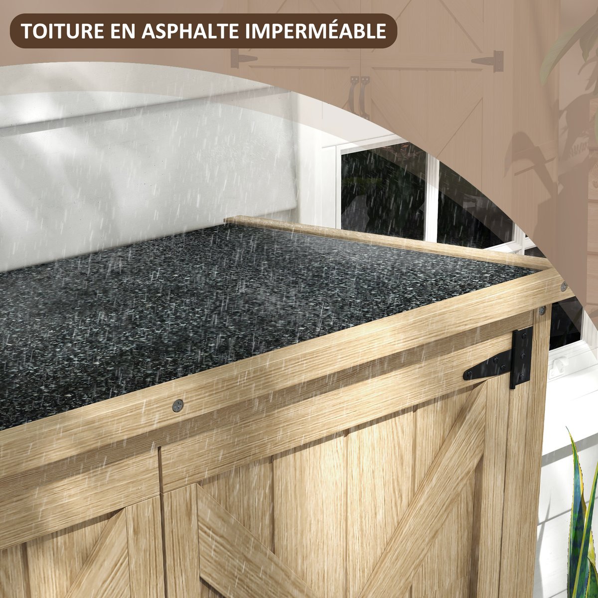 Abri de jardin Bois de sapin Bois naturel beige, OUTSUNNY