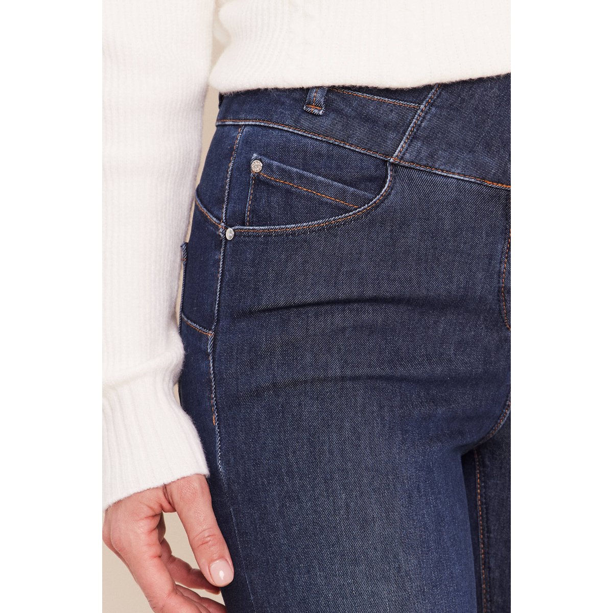 Jean ajusté taille haute stretch denim brut, BREAL